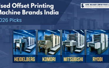 Image showcasing popular offset printing machine brands in India for 2026, highlighting various models and features.